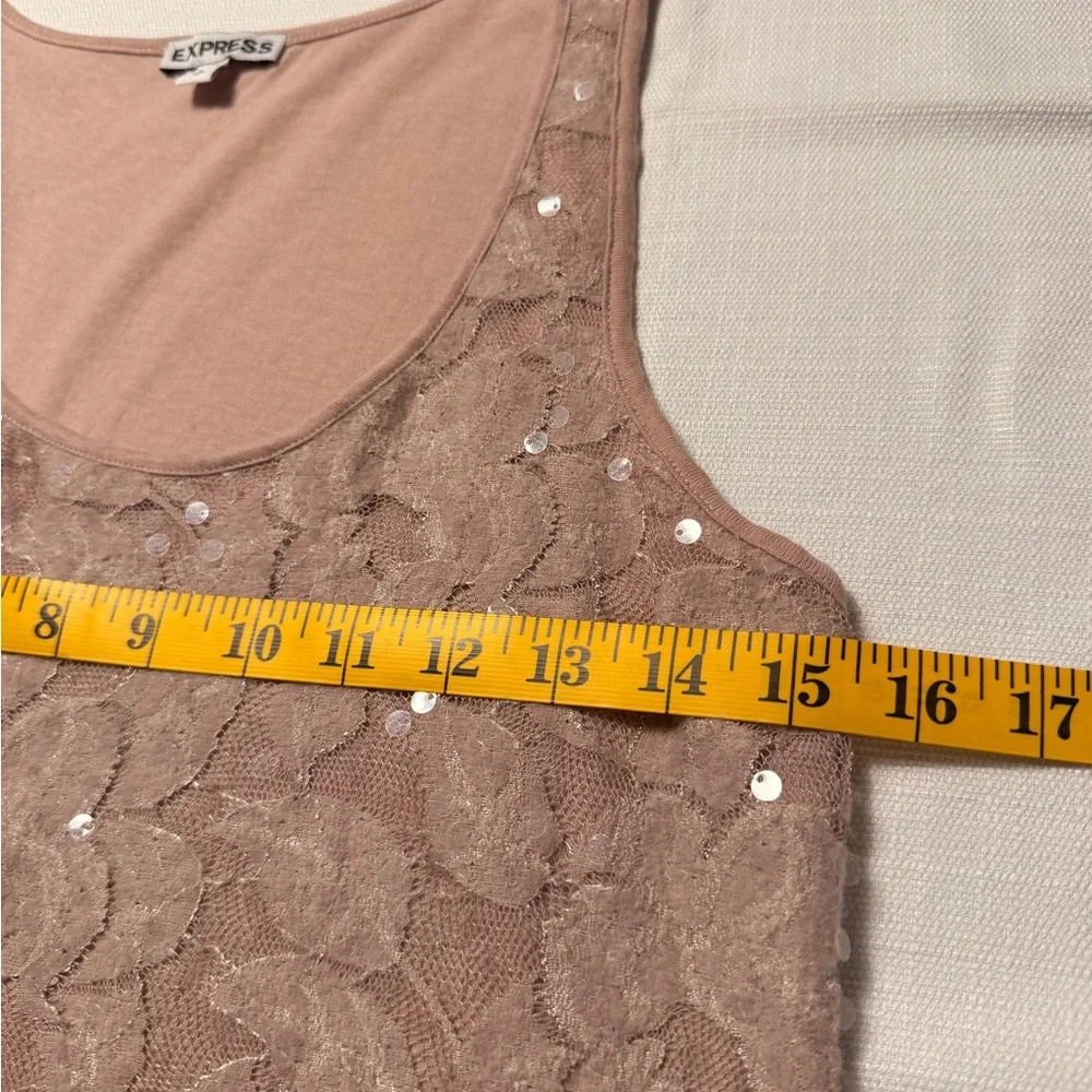 Sequin Lace Scoop Neck Chemise - Dusty Rose